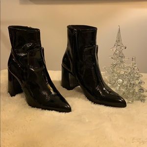 Topshop Black Patent Leather Booties